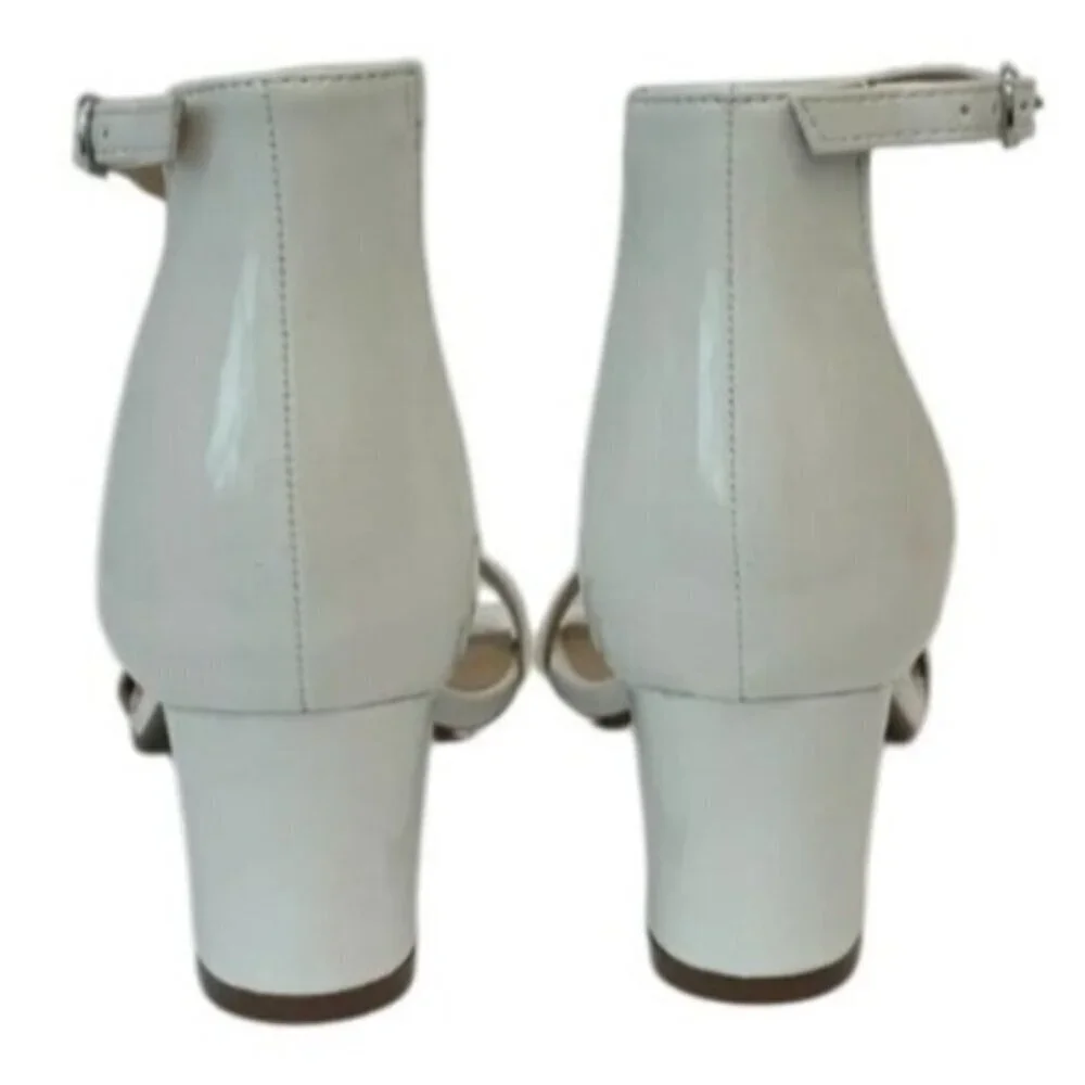 BELLA MARIE / Jean-07 / White / Block Sandals With Ankle Strap & Open Toe /Faux - Picture 4 of 7